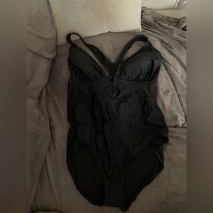 Black women's one piece swimsuit.